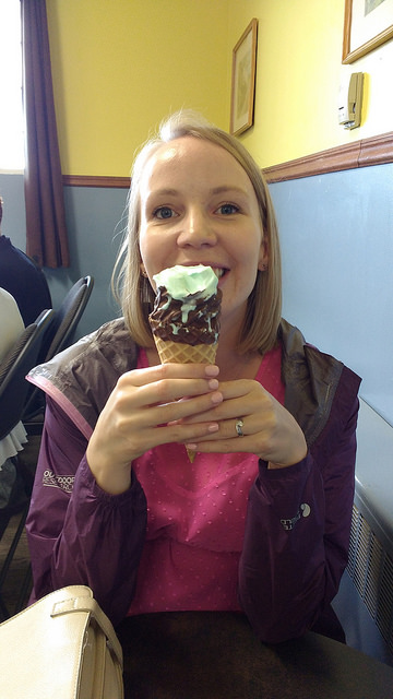 Dorothy holding an ice cream cone