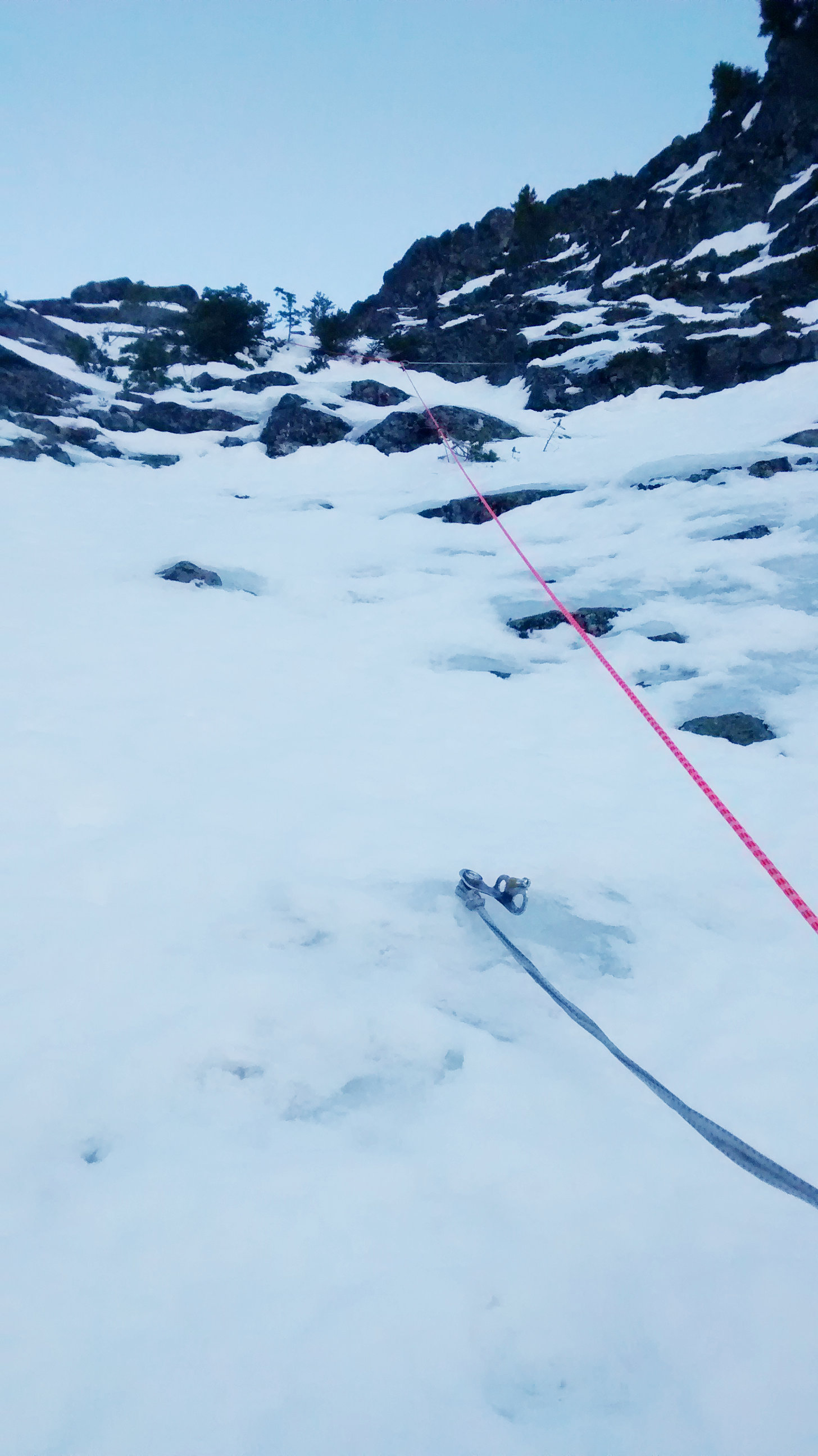 climbing on steep snow