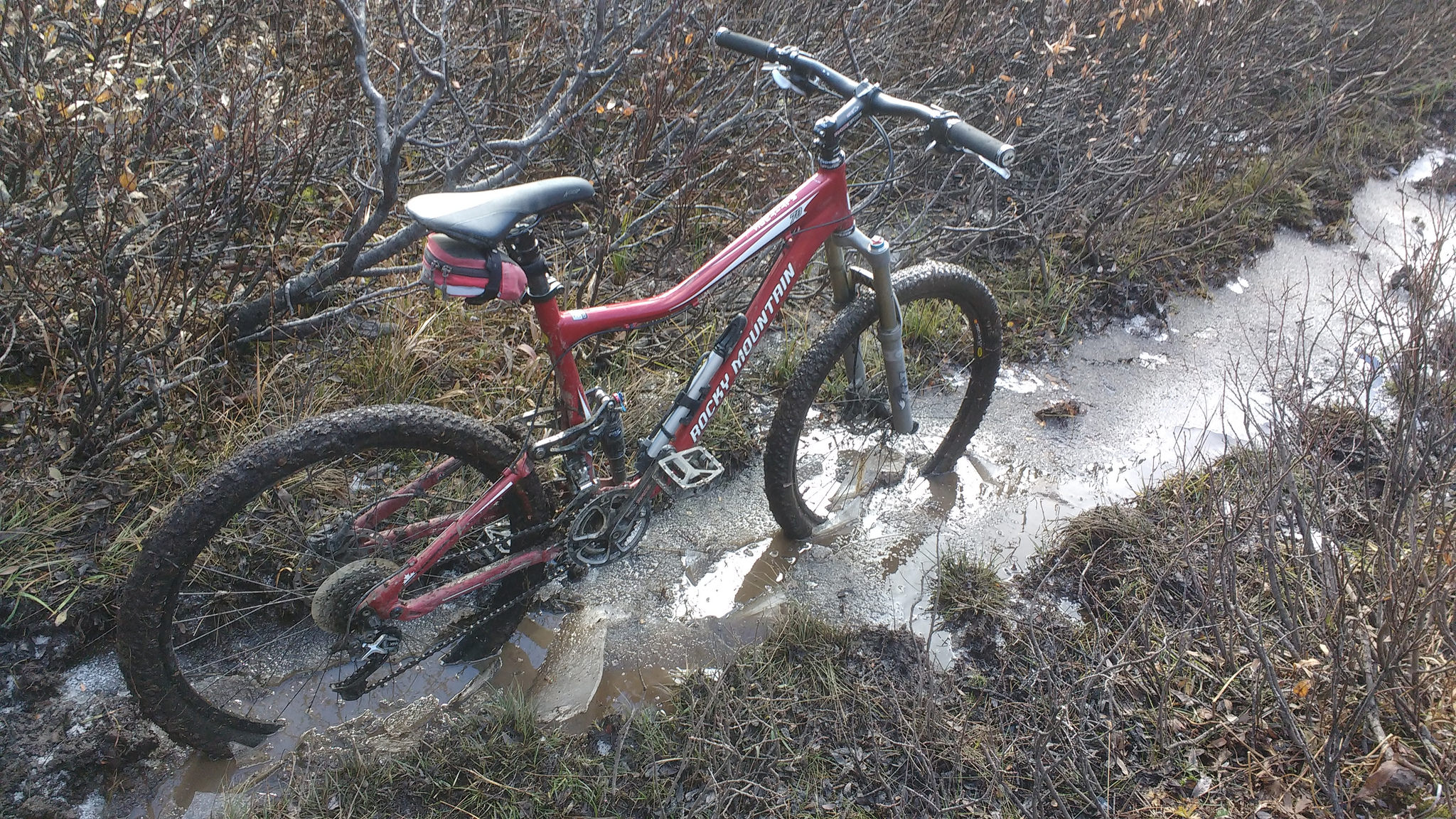 bike stuck in frozen mud